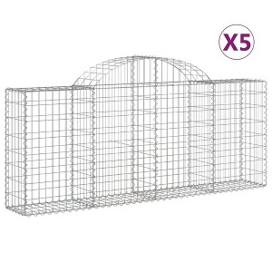 vidaXL Gabion Basket Set of 5 - Decorative Outdoor Garden Barrier - Arched Galvanized Iron - Stable and Durable - 78.7"x11.8"x31.5" - 1 of 4