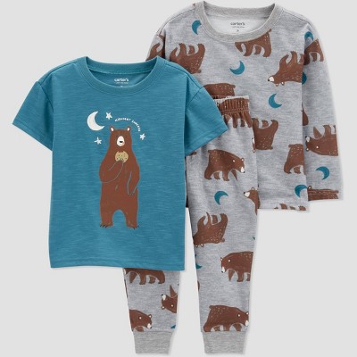 Image of Carter's Just One You® Toddler Boys' 3pc Bears Pajama Set - Blue/Gray 12M