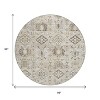 Linen And Ivory Floral Medallion Washable Indoor Outdoor Area Rug - 3 of 4
