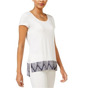 maison Jules Womens Border Print Embellished T-Shirt - 1 of 1