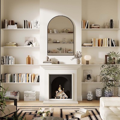 20" x 30" Black Aluminum Arched Wall Mirror