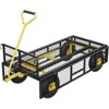 Garden Dump Cart with Removable Sidewalls, 900 LBS Steel Dump Wagon with 180° Swivel Handle & 10-inch Tires - 3 of 4