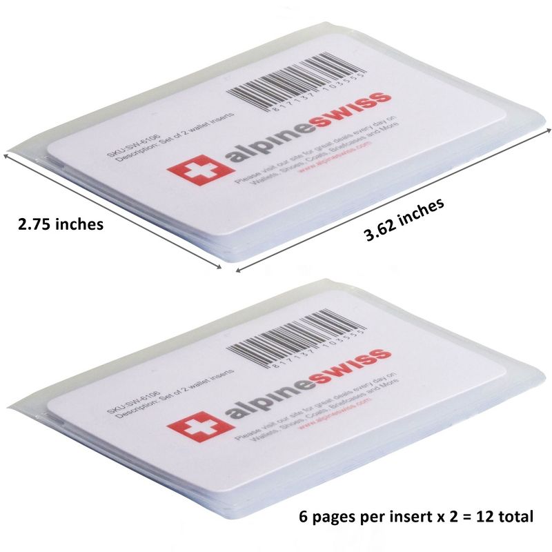 Alpine Swiss Set of 2 Plastic Wallet Inserts 6 Page Card Holder Picture Windows, 2 of 6