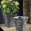 Slickblue Metal Zinc Finish Square Planters, Set of 2, Indoor/Outdoor Decorative Flower or Succulent Pots - 2 of 3