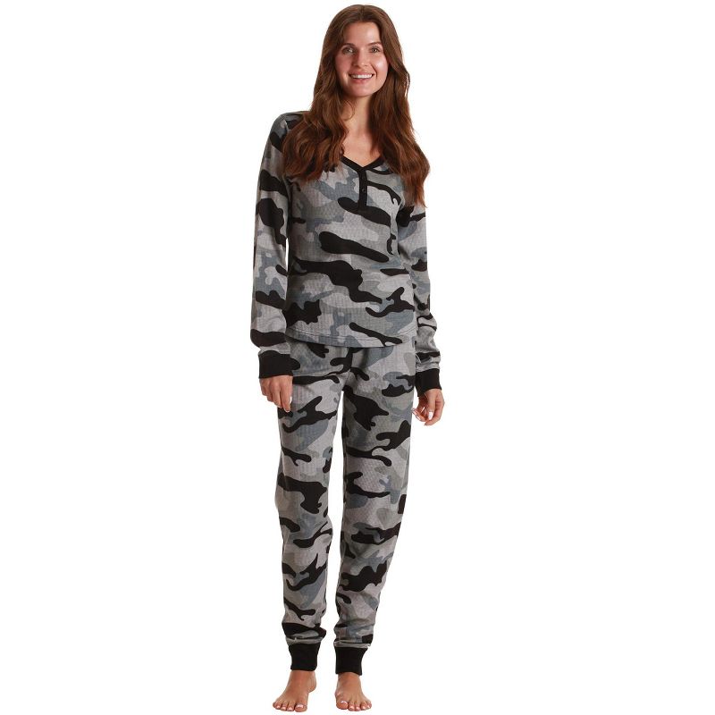 #followme Buffalo Plaid 2 Piece Thermal Pajama Set for Women -Jogger Winter Christmas PJs, 1 of 4