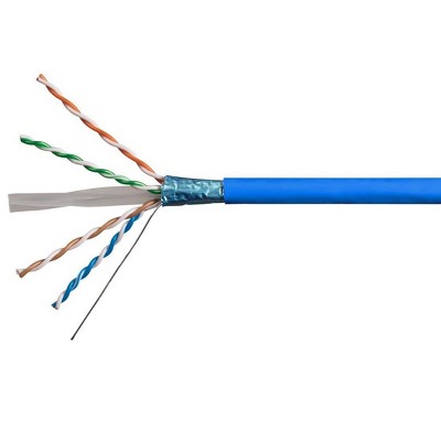 Monoprice Cat6A Plus Ethernet Bulk Cable - 1000ft, Blue, 650MHz F/UTP Solid, Flame-Retardant, Riser-Rated (CMR), 10G, 23AWG, Pure Bare Copper Wire, UL