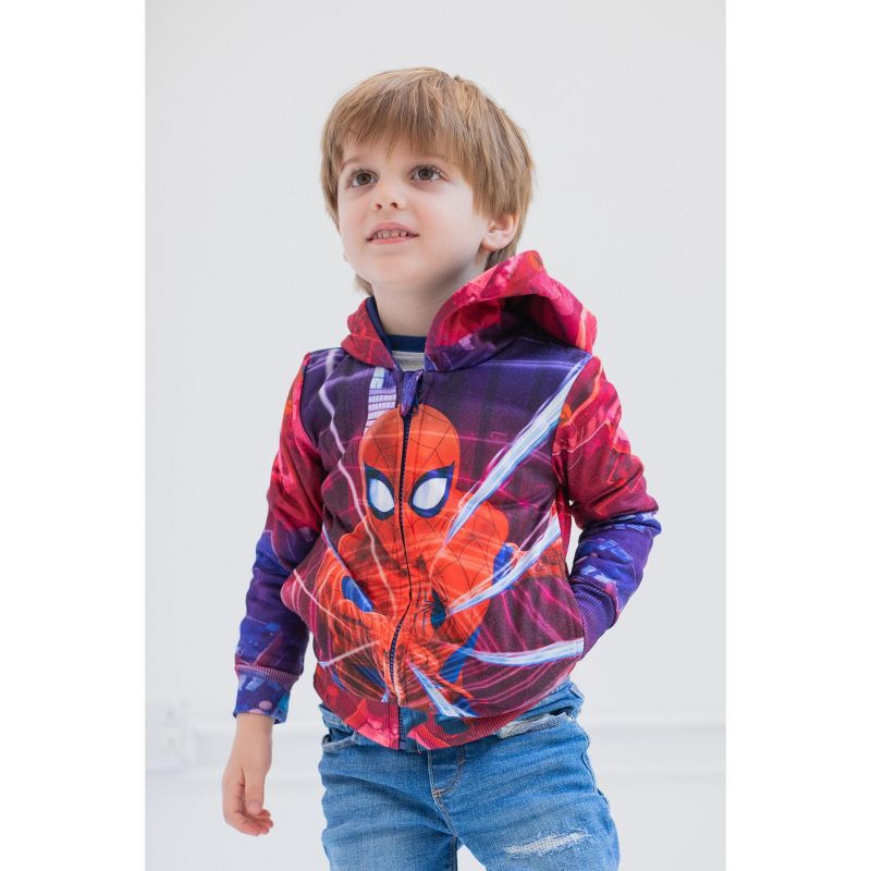 Marvel Spider-Man Fleece Zip Up Cosplay Hoodie Toddler to Big Kid, 5 of 8