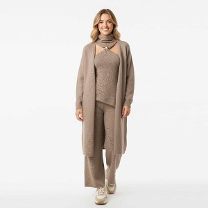 Cherie Code Women’s Knit Lounge 3‑Piece Set – Long Open Cardigan, Knit Tank & Wide‑Leg Pants - 1 of 1