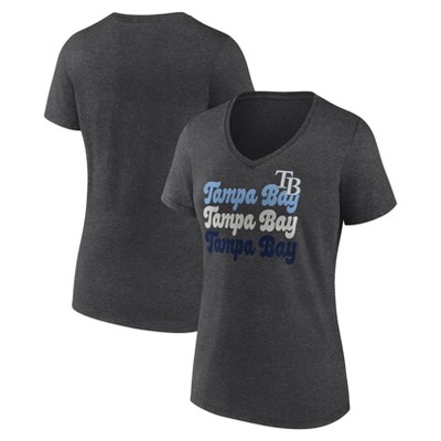 MLB Tampa Bay Rays Women's Gray Short Sleeve V-Neck T-Shirt