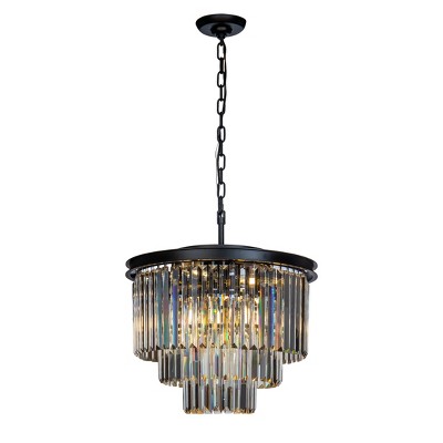 ALOADECOR 6-Lights Modern 3-Tier Round Crystal Fringe Chandelier