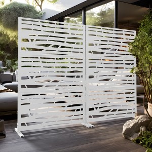 Dovelina Metal Outdoor Privacy Screen Freestanding Patio Decorative Screen (Set of 2) - 1 of 4