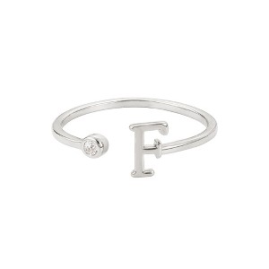 Adornia Silver Plated Ajdustable CZ Initial Ring - 1 of 1