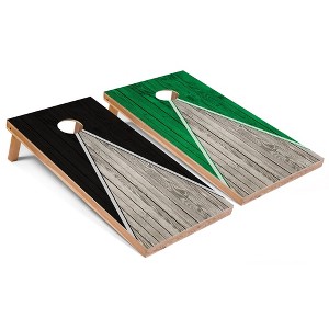 Skip's Garage Black and Kelly Pyramid Cornhole Board Set, Includes 2 Boards, 8 Bags & Optional Accessories - 1 of 4