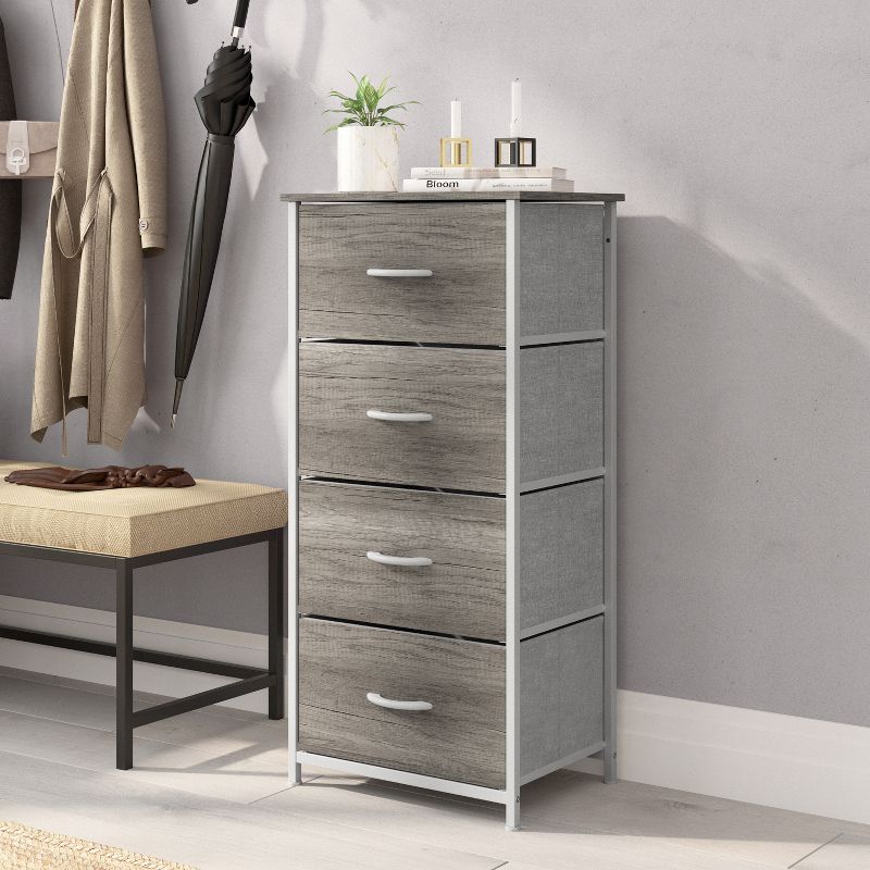 Emma and Oliver 4 Drawer Storage Dresser with Cast Iron Frame, Wood Top and Easy Pull Engineered Wood Drawers with Wooden Handles, 2 of 12