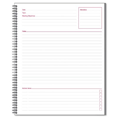 Cambridge Side Bound Guided Business Notebook Linen Meeting Notes 11 x 8 1/4 80 Sheets 06132