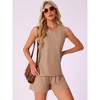 INSPIRE CHIC Women's Waffle Knit Crew Neck Sleeveless Tank Top with Shorts Lounge Sets - 2 of 4