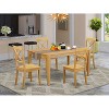 HomeStock 5-Piece Natural Oak Finish Solid Wood Top Dining Table with 4 Chairs - 2 of 4