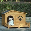 48" Wooden Dog House with Porch for Medium Dogs,Weatherproof Outdoor Kennel with Fence,Raised Floor,Indoor Pet Crate–LAOTIES - 3 of 4
