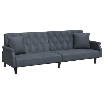 vidaXL Modern Sofa Bed with Armrests - Dark Gray Velvet Convertible Sofa - Comfortable Foam Filling - California Proposition 65 Compliant