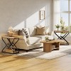 Lantine End Table, Wooden Side Table with Storage and X-Shaped Metal Frame, Small Narrow Bedside Accent Table for Bedroom, Brown & Black - 4 of 4