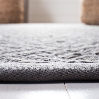 Handmade Gray Cotton 6' x 6' Square Area Rug