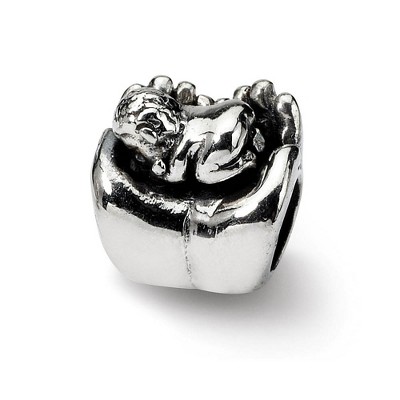 Black Bow Jewelry Sterling Silver Baby in Hands Bead Charm