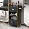 Lockable Salon Storage Cabinet, Multipurpose Tool Cart, Hairdressing Styling Tools Organizer With 3 Hair Dryer Holders, 2 Drawers, Salon Station - 4 of 4