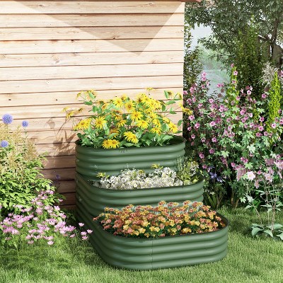 Vince 3-Tier Galvanized Raised Garden Bed, 62.25" x 43" x 32.25" Planter Box with Rubber Strip Edging, Patio Outdoor Furniture - The Pop Home