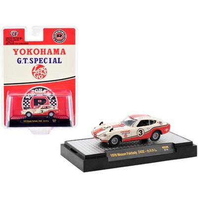 1970 Nissan Fairlady Z432 RHD #3 White w/Red Stripes "Yokohama G.T. Special" Ltd Ed 1/64 Diecast Model Car by M2 Machine