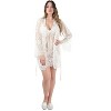 Memoi Women's Bell Sleeve Lace Robe with Eyelash Scalloped Hem - 4 of 4