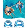 Jasonwell Inflatable Pool Float Chair 2-Pack, Large, Blue & Gold Floating Loungers with Cup Holders for Adults, Pool Party Floaties - 4 of 4