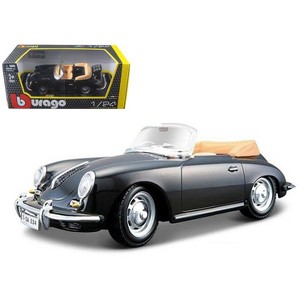 1961 Porsche 356 B Cabriolet Black 1/24 Diecast Model Car by Bburago - 1 of 3