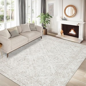 Vintage Geometric Rug Washable Indoor Bedroom Rugs Non Slip Low Pile Area Rug - 1 of 4
