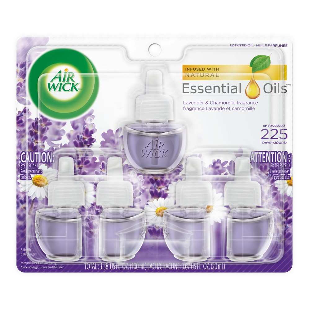 Air Wick Scented Oil 5 Refills, Lavender & Chamomile,Air Freshener