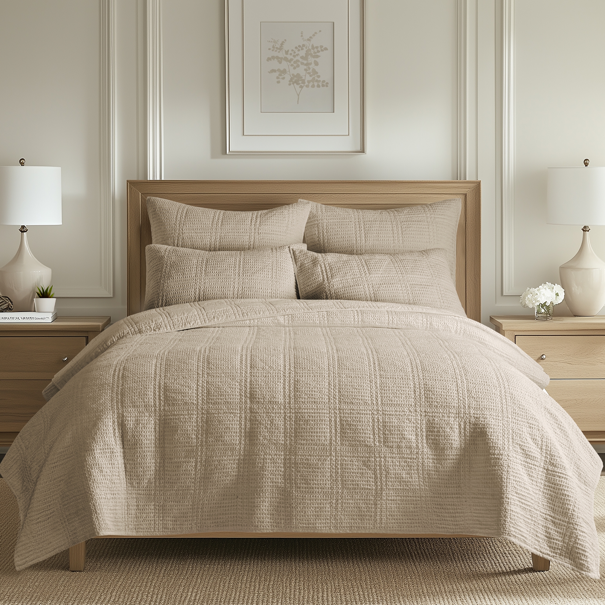 Cloud Waffle Taupe King Quilt Set - Levtex Home