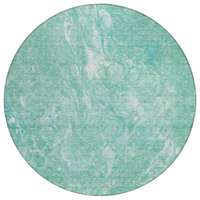Teal Blue Aqua And Green Abstract Washable Indoor Outdoor Area Rug