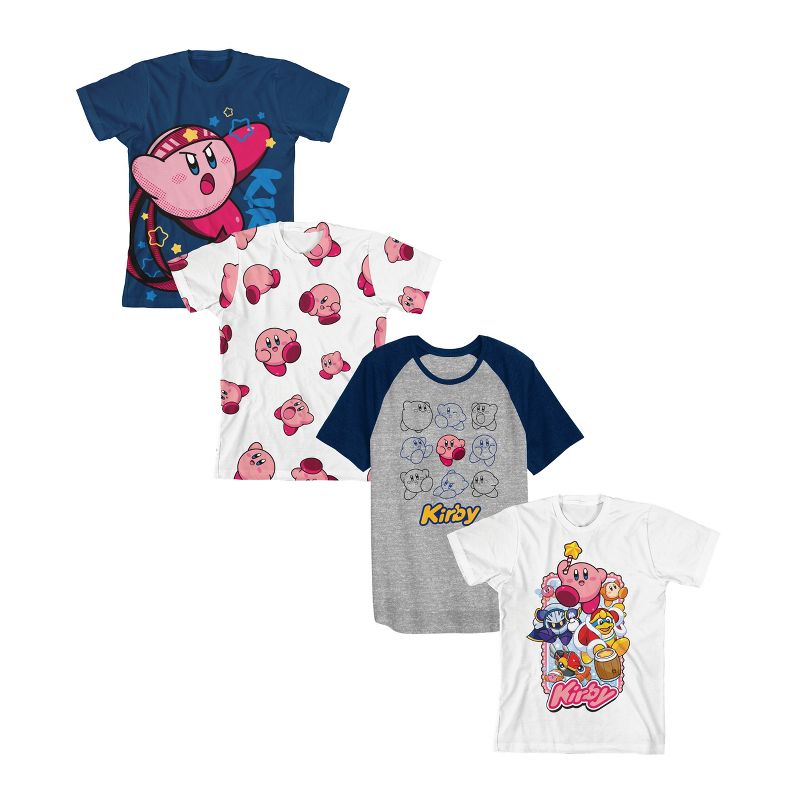 Kirby Characters 4pk Crew Neck Short Sleeve Youth Boy's Tees, 1 of 6