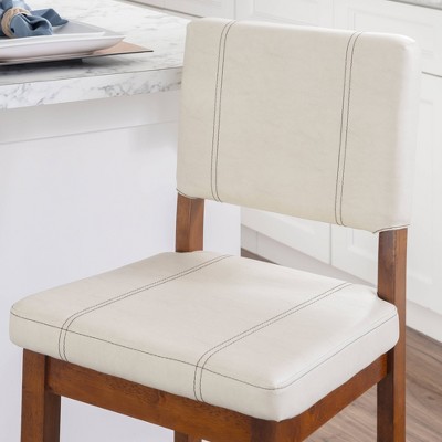 Milano 24" Cream Upholstered Wood Counter Stool