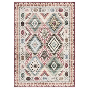 Coolmee  Rug Machine Washable Non-Slip Low Pile Print Pattern Western Rug for Living Room Bedroom Entryway - 1 of 4
