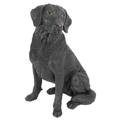 Black Resin Labrador Retriever Dog Garden Statue, 15.5 Inches Tall