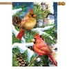 Briarwood Lane Snowy Cardinals Winter House Flag Pines Cones 28" - image 2 of 4