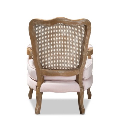 Vallea Light Pink Velvet & White-Washed Oak Armchair