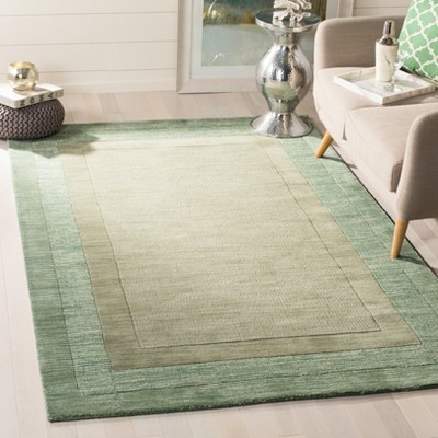 Green and Beige Hand-Tufted Wool Area Rug 4' x 6'