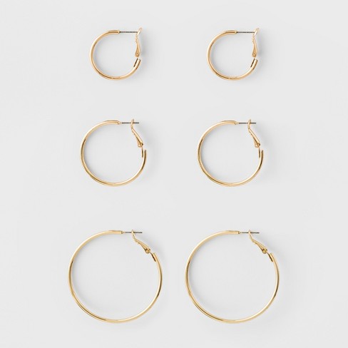 Gold Hoop Earrings Set