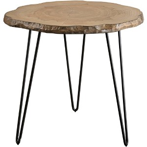 Uttermost Rustic Wood Round Accent Side End Table 22" Wide Natural Aged Black Iron Legs for Living Room Bedroom Bedside Entryway - 1 of 1