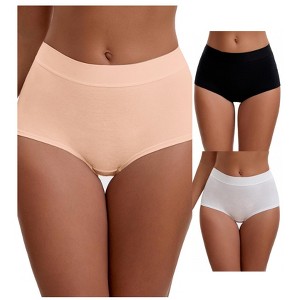 INSPIRE CHIC Women's High Waist Tummy Control Elastic Waistband Comfortable Brief 3 Packs - 1 of 4