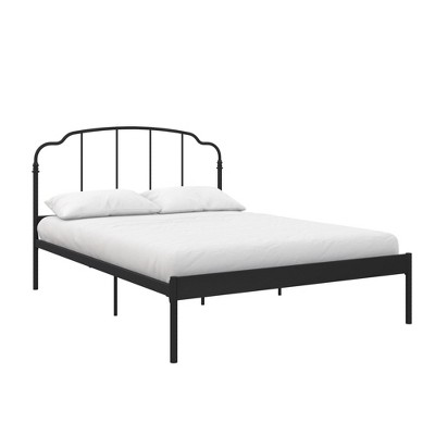 Camie Black Metal Full Size Adjustable Platform Bed with Headboard