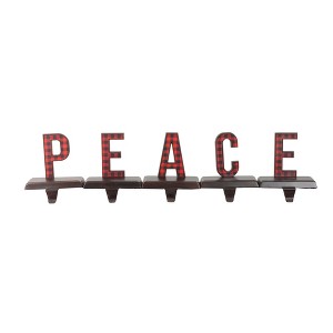 Northlight Buffalo Plaid “PEACE” Christmas Stocking Holder - 6" - 5 Piece - 1 of 3