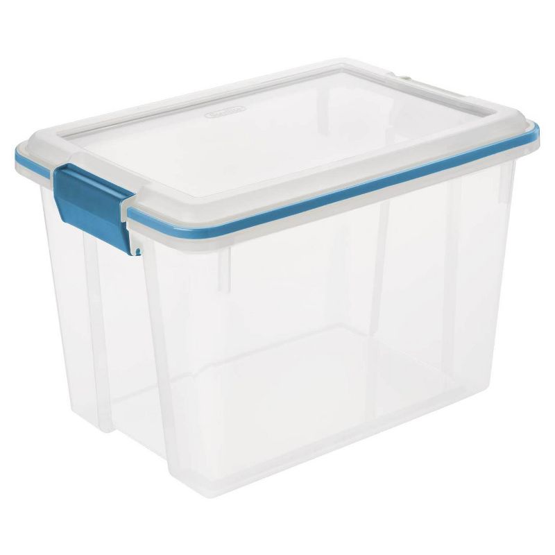 Sterilite 20 Quart Stackable Clear Plastic Storage Tote Container with Clear Gasket Latching Lid for Home and Office Organization, Clear, 2 of 4
