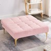 Convertible Sofa, Modern Teddy Fabric Futon Sleeper Sofa Bed with Adjustable Backrest & Pillow, Gold Metal Legs for Small Spaces Living Room - 4 of 4